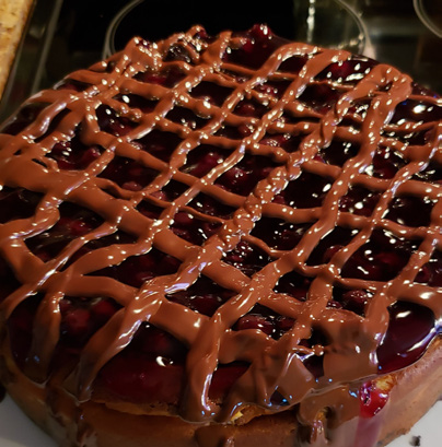 Chocolate Blueberry cheesecake by Linda's Specialty Cheesecakes.