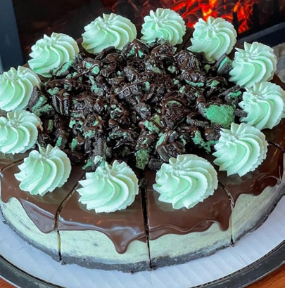 Mint Oreo cheesecake by Linda's Specialty Cheesecakes.